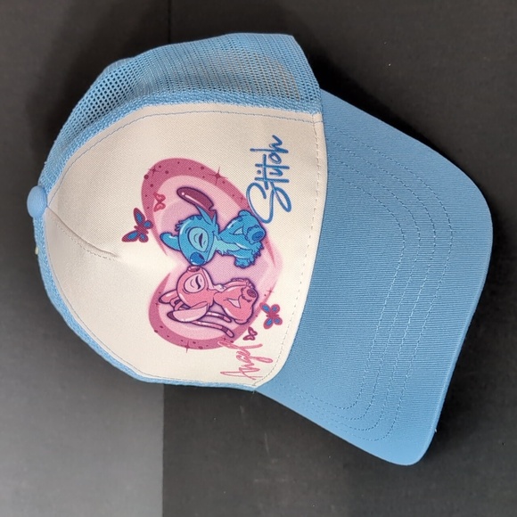 NWT, Berkshire Fashions,Disney Angel & Stitch Blue/White Girls Trucker Hat. - Picture 1 of 8